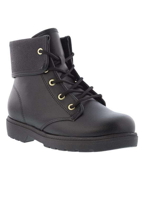 Molekinha - Bota Coturno Molekinha Detalhe Recortes Glitter Preto Preto