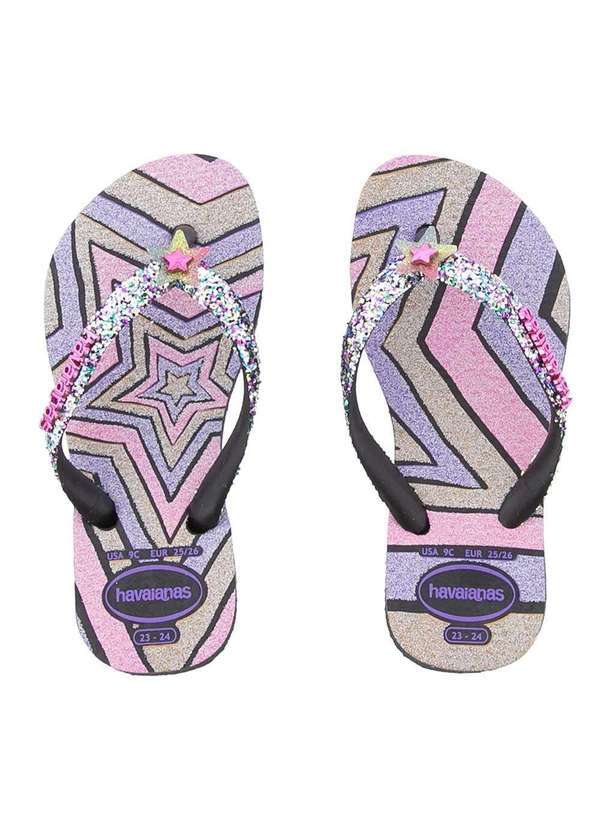 Havaianas - Chinelo Infantil Havaianas Slim Glitter Ii Estrela Preto Preto