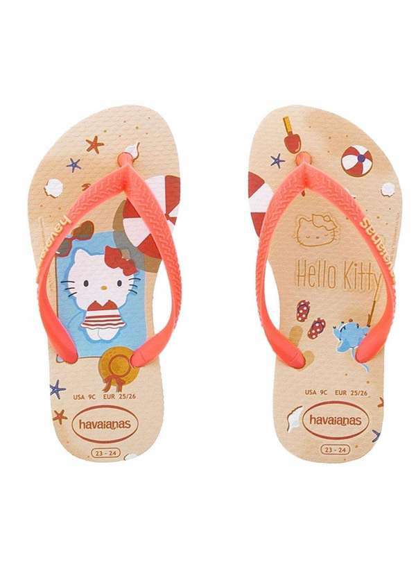 Havaianas - Chinelo Infantil Havaianas Slim Hello Kitty Laranja Bege