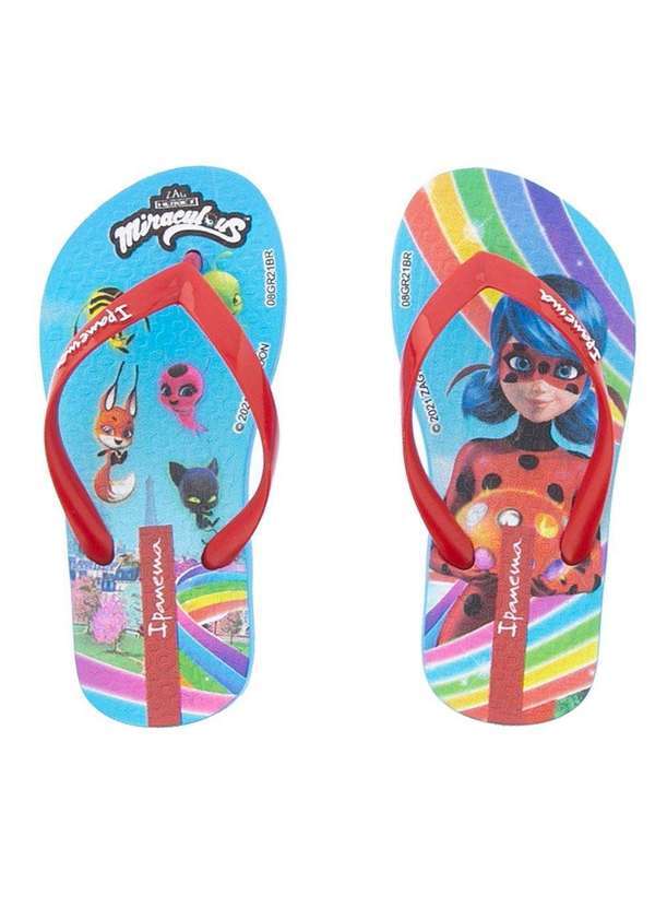 Ipanema - Chinelo Infantil Ipanema Miraculous Ladybug Vinil Vermelho Azul