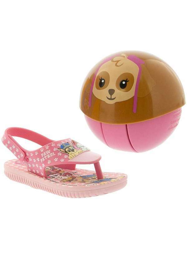 Grendene - Chinelo Infantil Patrulha Canina Rosa com Brinde Cão Bolinha Rosa