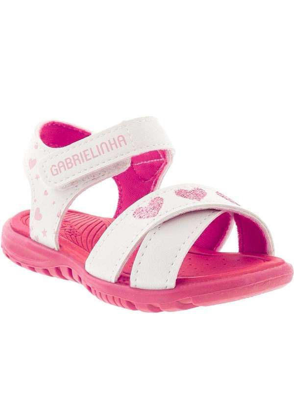 Gabrielinha - Papete Infantil Gabrielinha Detalhe Tiras Corações Glitter Branco Branco