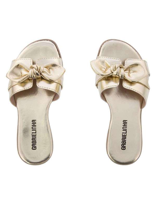 Gabrielinha - Rasteira Infantil Gabrielinha Nó Metalizada Dourada Ouro 4