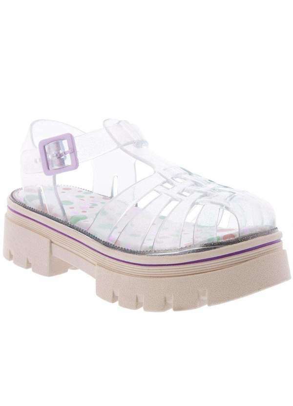 Gabrielinha - Sandália Aranha Infantil Gabrielinha Tratorada Glitter Prata Transparente