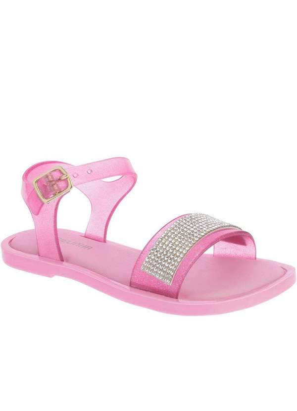 Gabrielinha - Sandália Infantil Gabrielinha Detalhe Strass Vinil Glitter Rosa Rosa