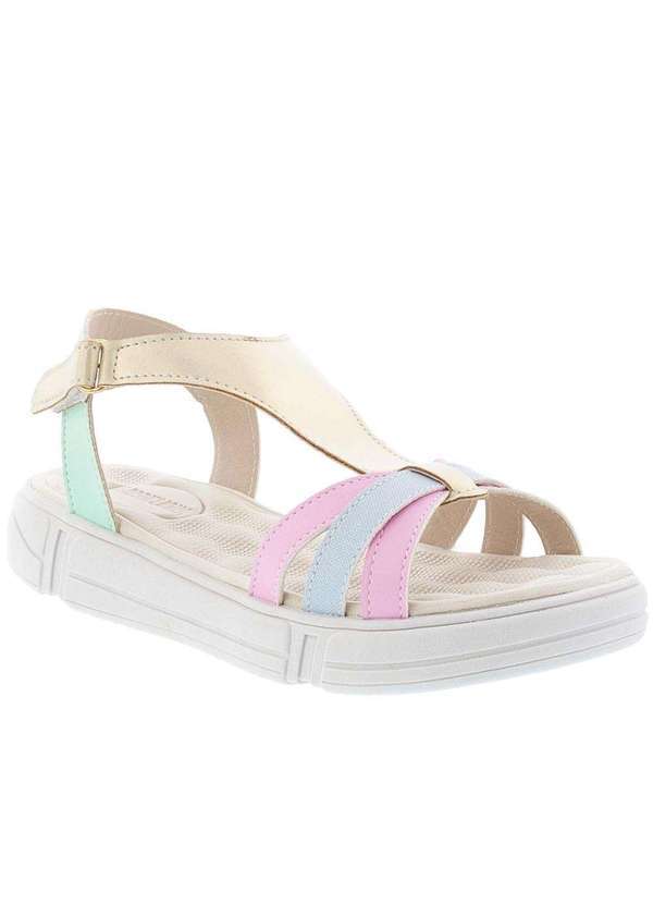 Gabrielinha - Sandália Infantil Gabrielinha Flatform Tiras Metalizado Color Ouro