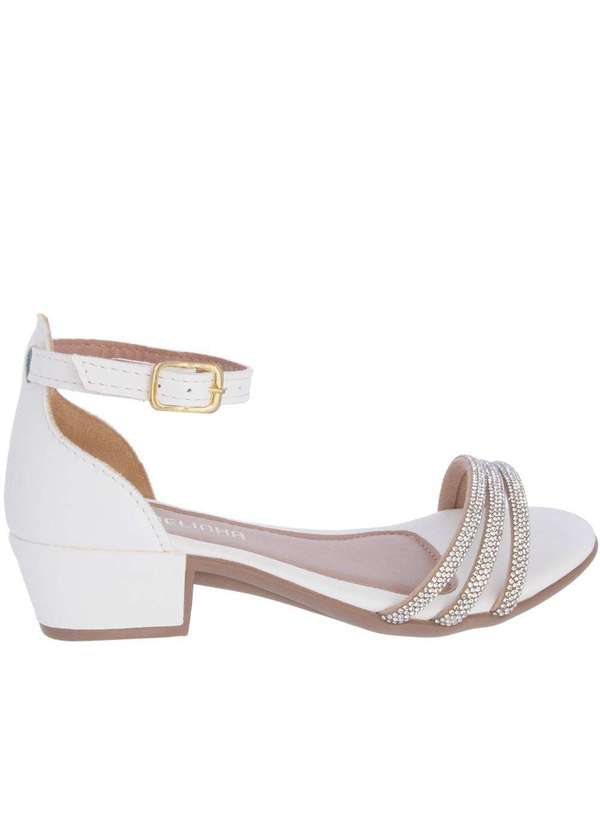 Gabrielinha - Sandália Infantil Gabrielinha Salto Bloco Tiras Strass Branco Branco 2