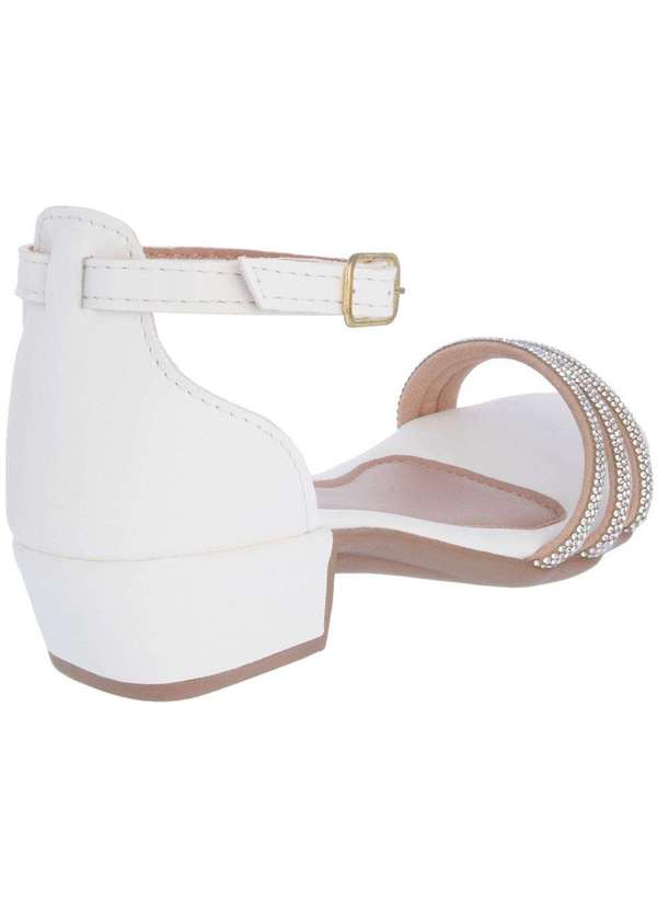 Gabrielinha - Sandália Infantil Gabrielinha Salto Bloco Tiras Strass Branco Branco 3