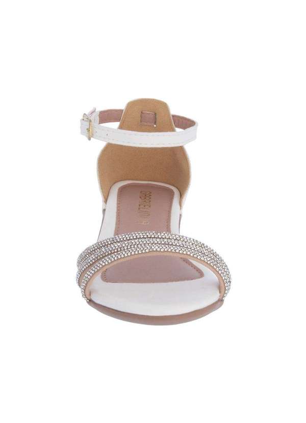 Gabrielinha - Sandália Infantil Gabrielinha Salto Bloco Tiras Strass Branco Branco 4