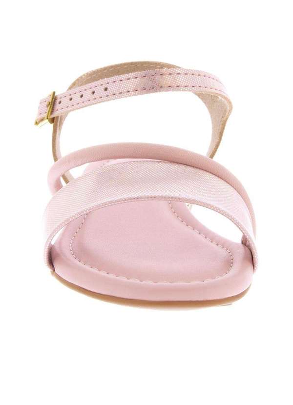 Sandália Infantil Molekinha Salto Bloco Pedraria Holográfica Rosa