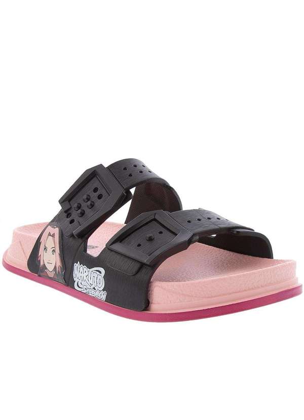 Grendene Kids - Sandália Infantil Naruto Shippuden Sakura Fivelas Preto Rosa 1