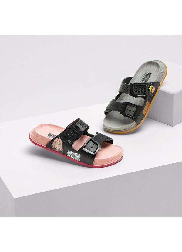 Grendene Kids - Sandália Infantil Naruto Shippuden Sakura Fivelas Preto Rosa 2