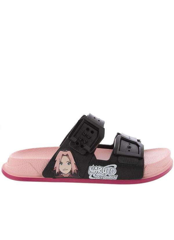 Grendene Kids - Sandália Infantil Naruto Shippuden Sakura Fivelas Preto Rosa 3
