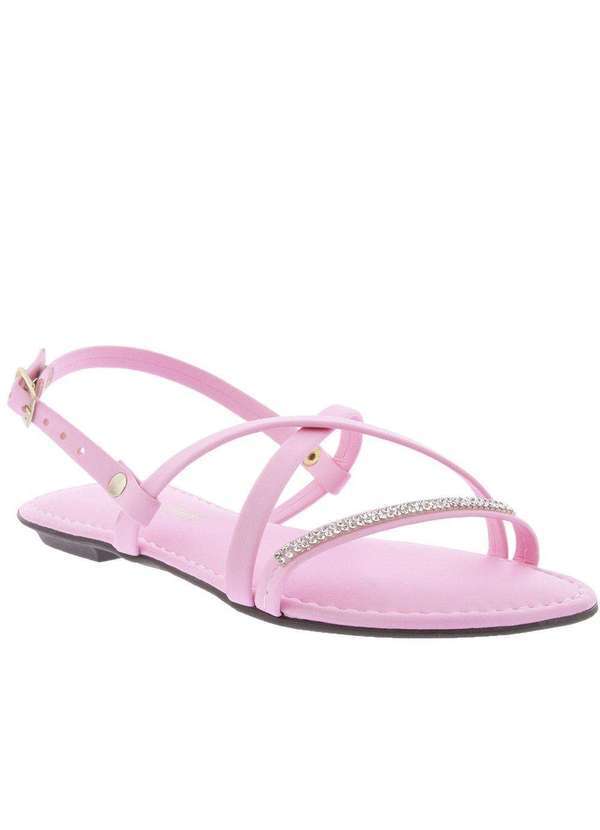 Gabrielinha - Sandália Rasteira Infantil Gabrielinha Tiras Strass Rosa Roxo