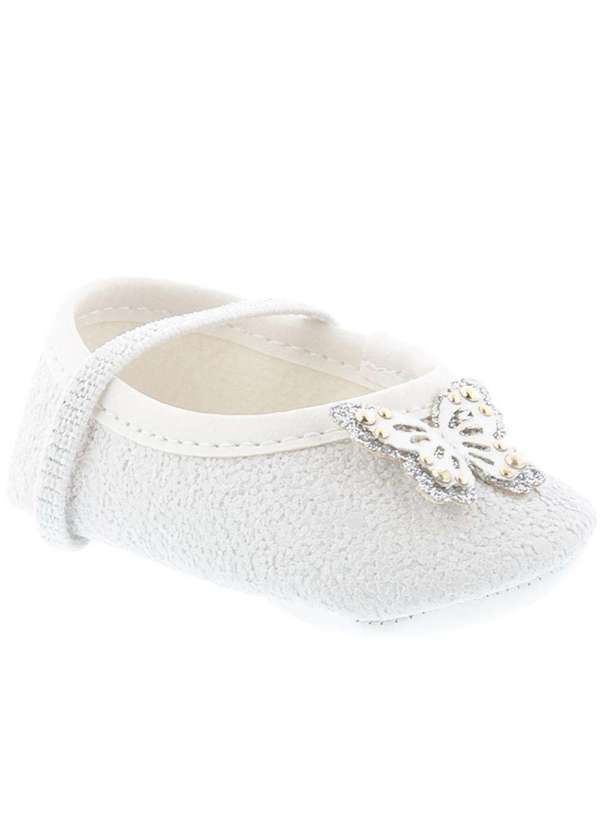 Pimpolho - Sapatilha Boneca Infantil Pimpolho Borboleta Glitter Branco Branco