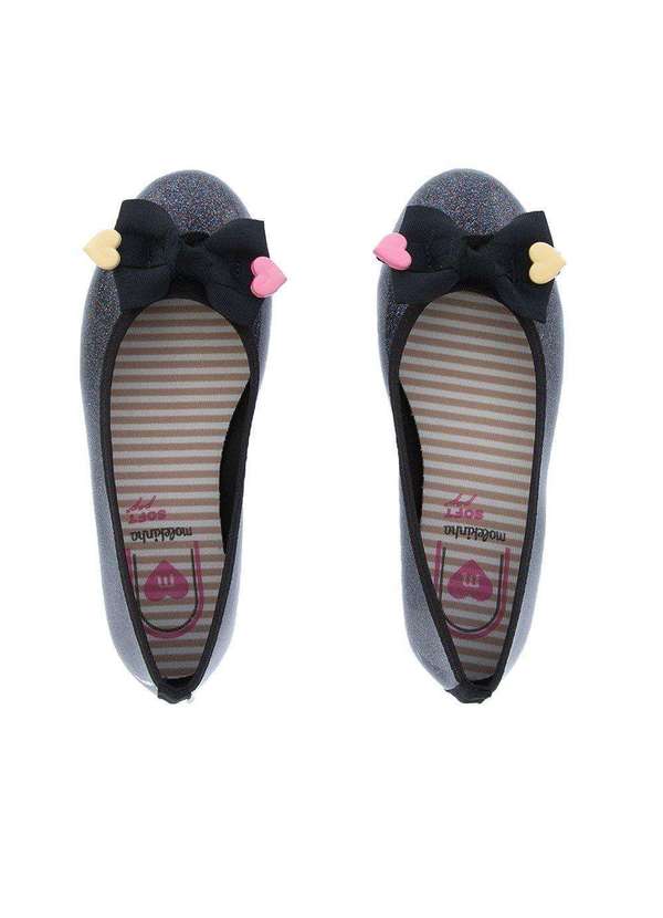 Molekinha - Sapatilha Infantil Molekinha Laço Corações Glitter Preto Preto 4