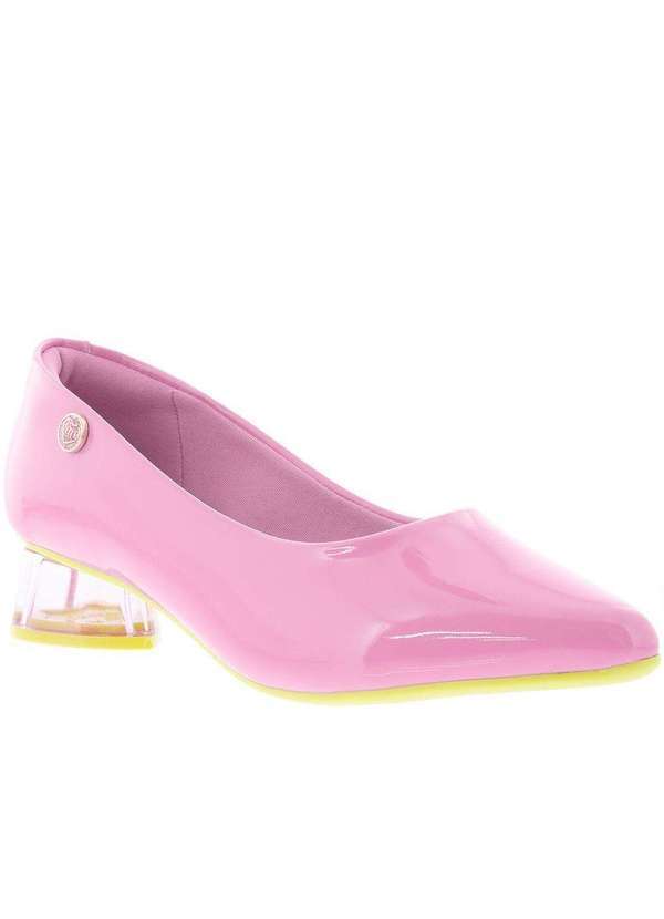 Molekinha - Scarpin Infantil Molekinha Salto Geométrico Coração Verniz Rosa Rosa