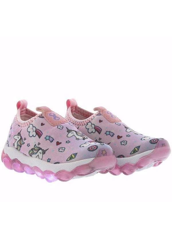 Cross Road Kids - Tênis Infantil Cross Road Unicórnio Tecido Led Lilás Rosa