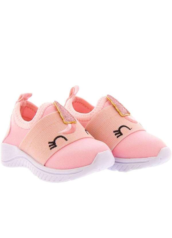 Tênis Infantil Gabrielinha Jogging Unicórnio Tecido Glitter Rosa