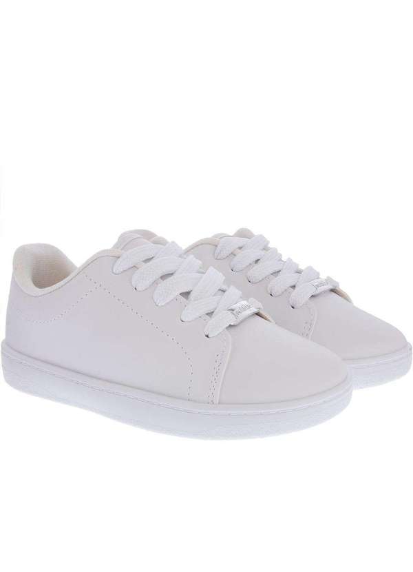 Tênis Infantil Molekinha Casual Aplicação Pespontos Branco Branco