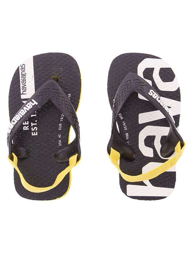 Havaianas - Chinelo Infantil Havaianas Baby Logomania Preto Amarelo