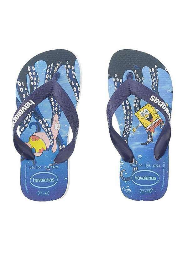 Havaianas - Chinelo Infantil Havaianas Bob Esponja Texturizado Marinho Branco