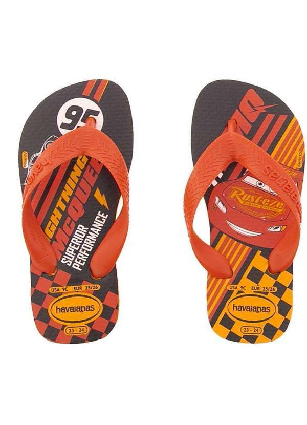 Havaianas - Chinelo Infantil Havaianas Carros Mcqueen Vermelho Laranja