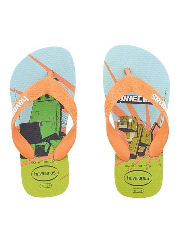 Havaianas - Chinelo Infantil Havaianas Minecraft Laranja Branco