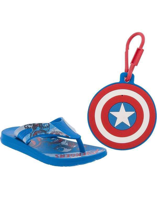 Grendene - Chinelo Marvel Vingadores Splash Marinho com Brinde Chaveiro Azul