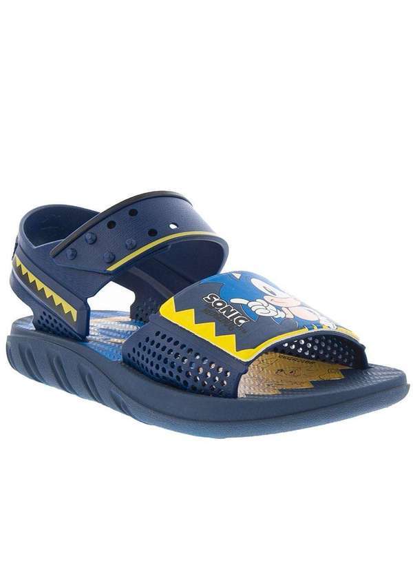 Grendene Kids - Papete Infantil Sonic Hedgehog Gold Perfuros Marinho Azul