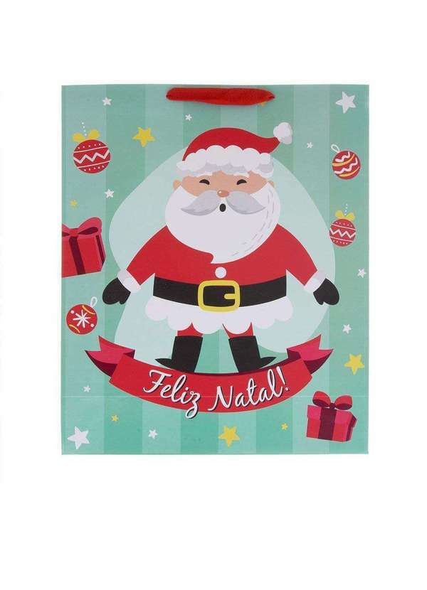Stz - Embalagem Grande Stz Sacola Feliz Natal Azul Colorido