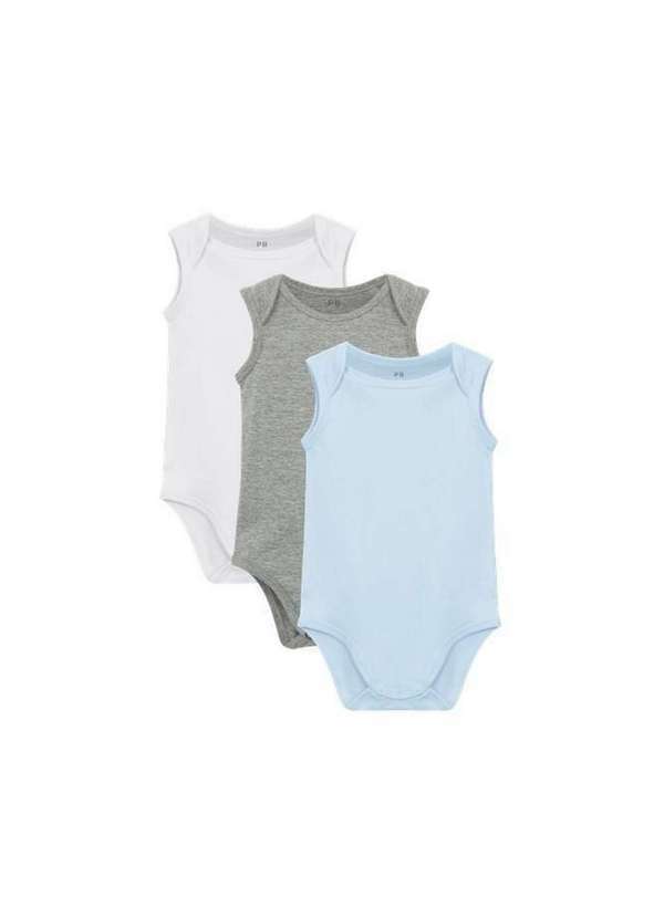 Basicamente - Kit 3 Bodies sem Manga Bebê Cinza