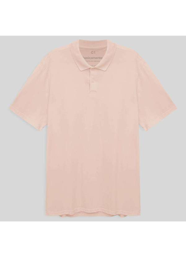 Camisa Polo Plus Size Masculina Rosa Pastel - Basicamente