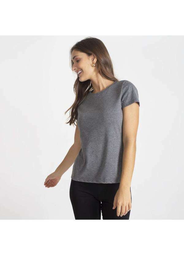 Basicamente - Camiseta Slim Feminina Mescla