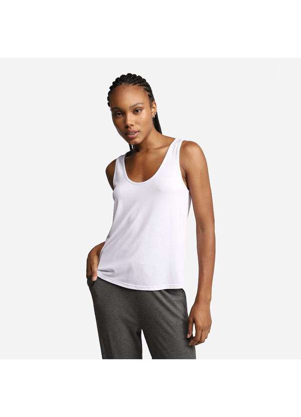Basicamente - Regata Decote U Modal Feminina Branco