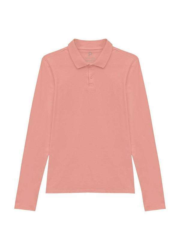 Basicamente - Camisa Polo Manga Longa Feminina Rose