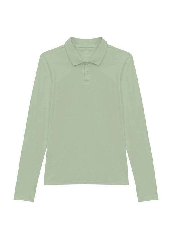 Basicamente - Camisa Polo Manga Longa Feminina Verde Oliva
