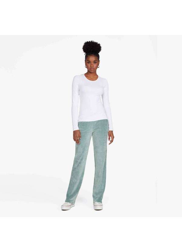 Basicamente - Camiseta Manga Longa Viscose Feminina Branco 2