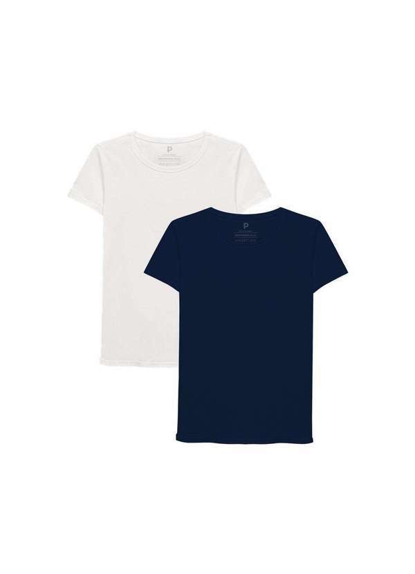 Basicamente - Kit 2 Camisetas Babylook Gola C Feminina a Branco
