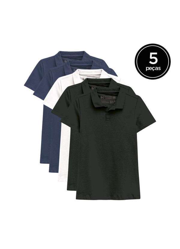 Basicamente - Kit de 5 Camisas Polo Femininas de Várias Cores Azul