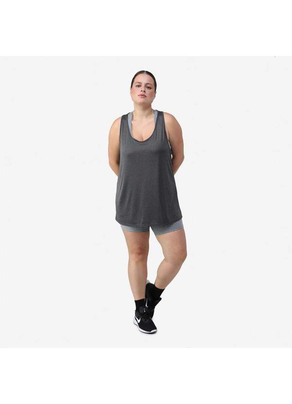 Basicamente - Regata New Life Tech Performance Mescla Escuro