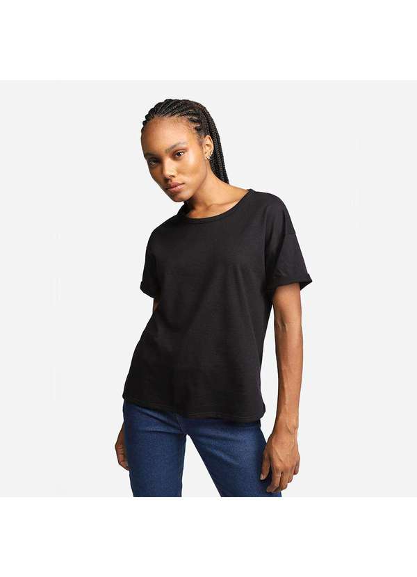 Basicamente - Camiseta Feminina Anti Odor Boxy Tech Preto