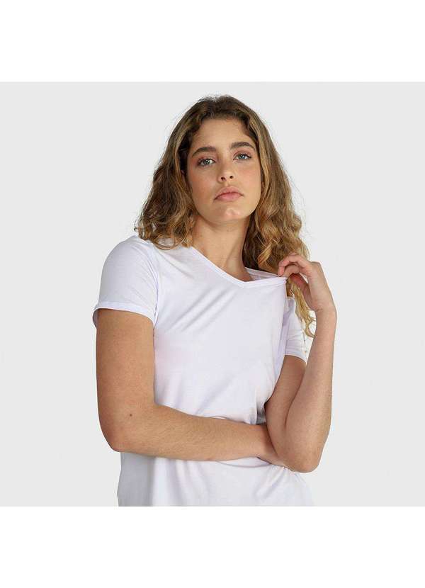 Basicamente - Camiseta Feminina Anti Odor Gola V Tech Branco
