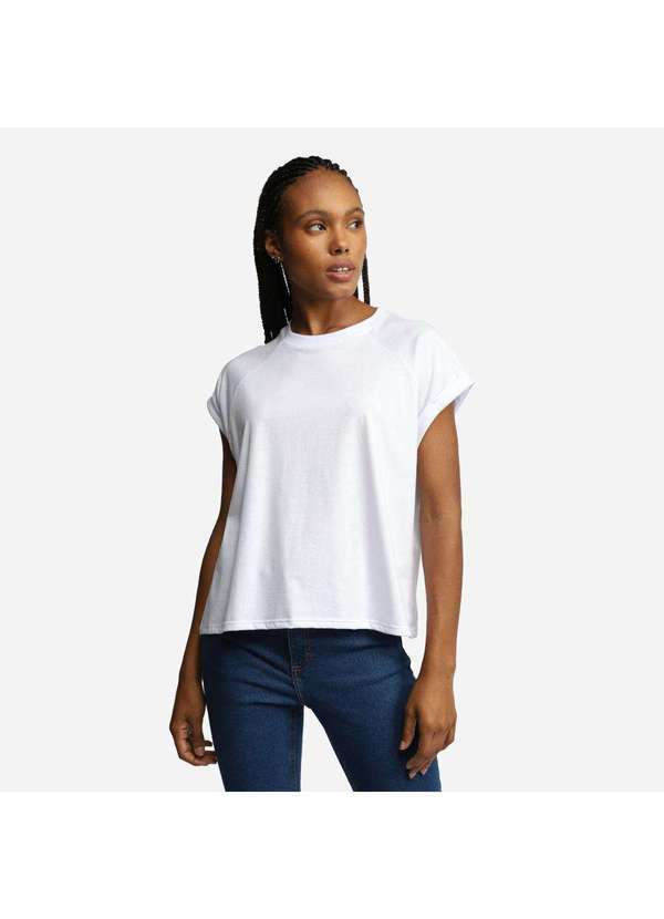 Basicamente - Camiseta Feminina Anti Odor Raglan Tech Raglan Branco