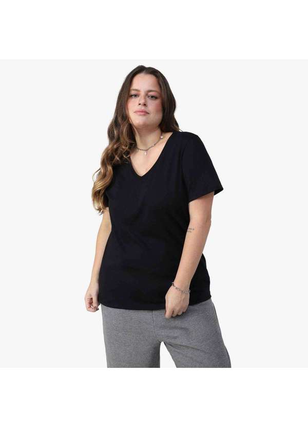 Basicamente - Camiseta Feminina Slim Plus Anti Odor Tech Preto