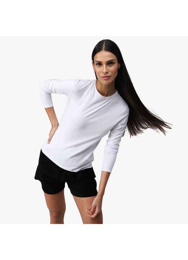 Basicamente - Camiseta Feminina Slim Manga Longa Anti Odor Tech Branco