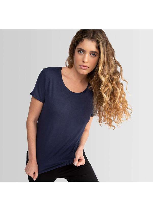 Basicamente - Camiseta Feminina Modal Tech Azul Marinho
