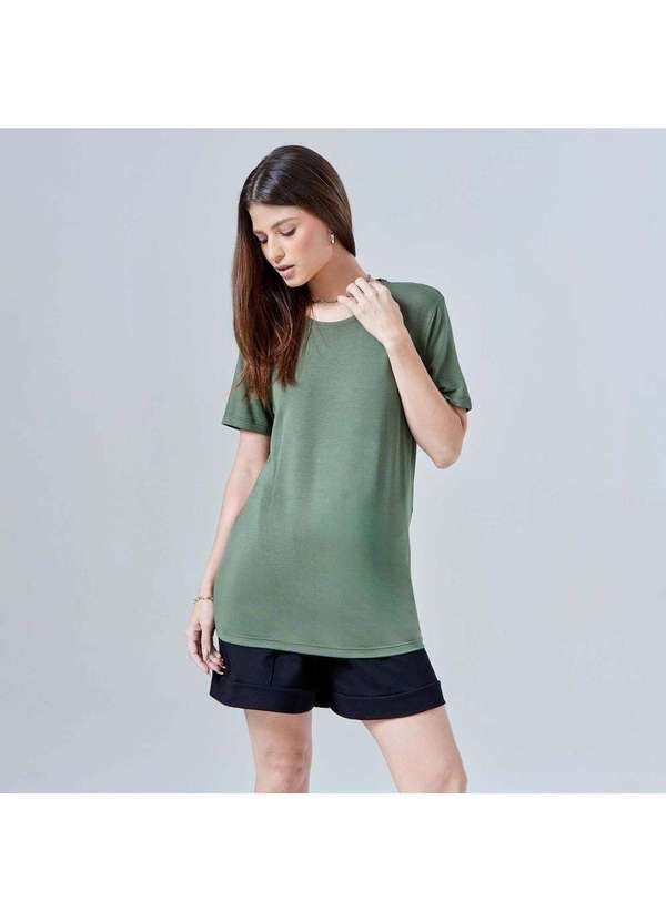 Basicamente - Camiseta Feminina Modal Tech Verde Figo