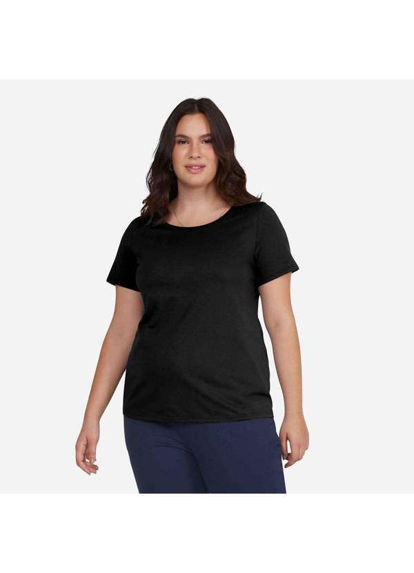 Basicamente - Camiseta Feminina Plus Modal Preto