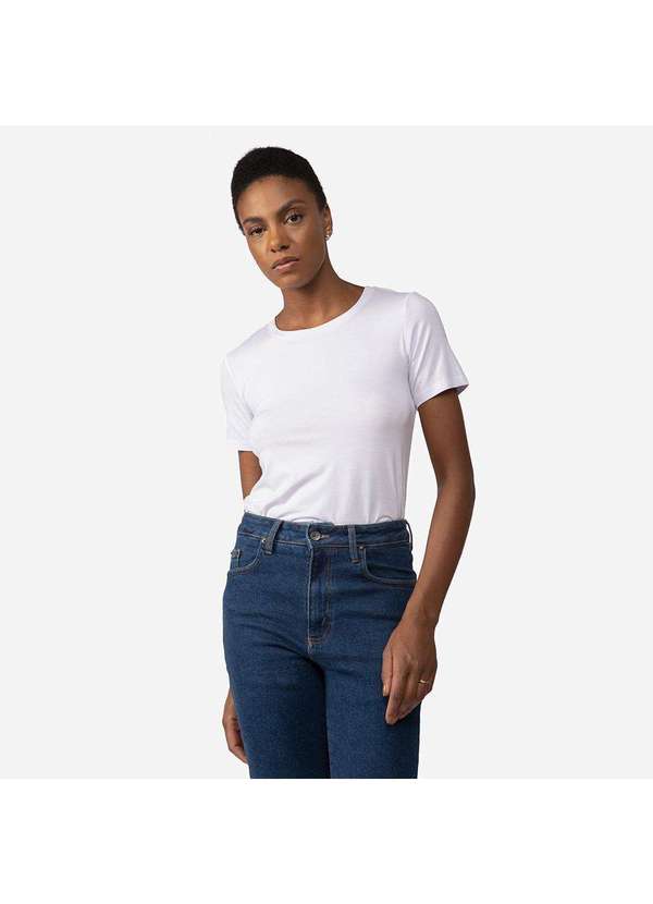 Basicamente - Camiseta Feminina Modal Premium Tech Branco